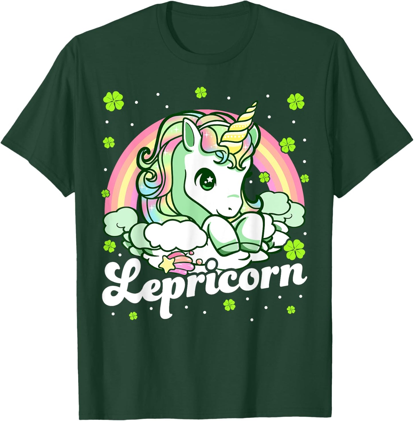 Lepricorn Rainbow St Patricks Day Unicorn Girls Kids Teacher T-Shirt - T-Shirt | Forest