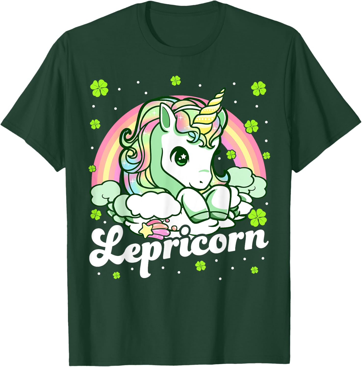 Lepricorn Rainbow St Patricks Day Unicorn Girls Kids Teacher T-Shirt - T-Shirt | Forest