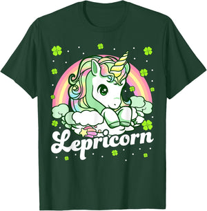 Lepricorn Rainbow St Patricks Day Unicorn Girls Kids Teacher T-Shirt - T-Shirt | Forest
