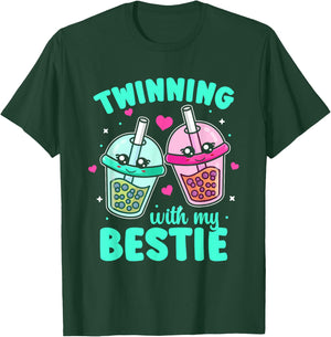 Twinning with My Bestie Twins Day Friends Matching T-Shirt - T-Shirt | Forest