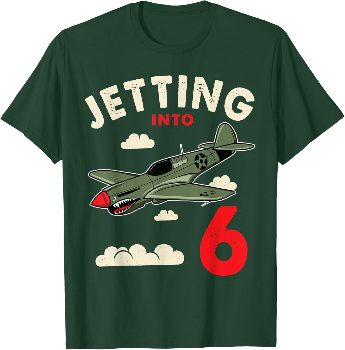 Jetting Into 6 Birthday Aviator Jet Plane Party T-Shirt - T-Shirt | Forest