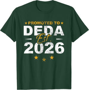 Promoted to Deda 2026 Funny New Grandpa Reveal T-Shirt - T-Shirt | Forest