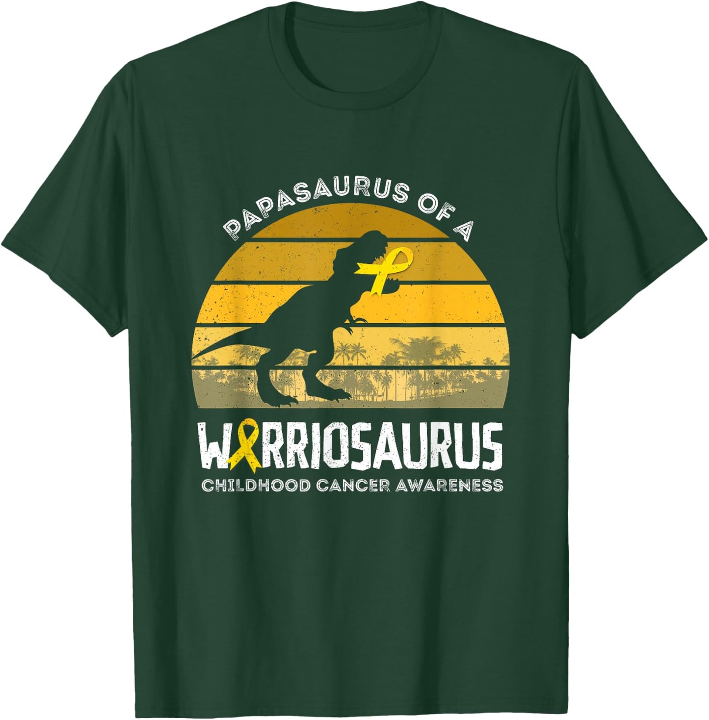 Papasaurus Papa Of A Warrior Childhood Cancer Warrior T-Shirt - T-Shirt | Forest