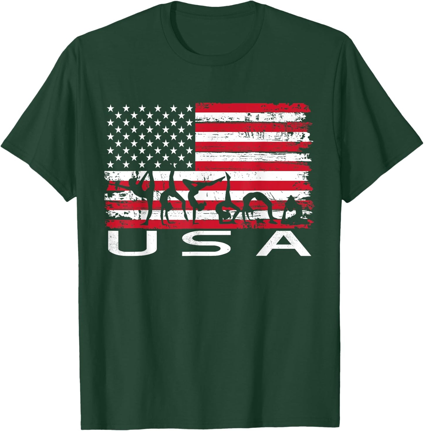Gymnastic USA Vintage American Flag T-Shirt - T-Shirt | Forest