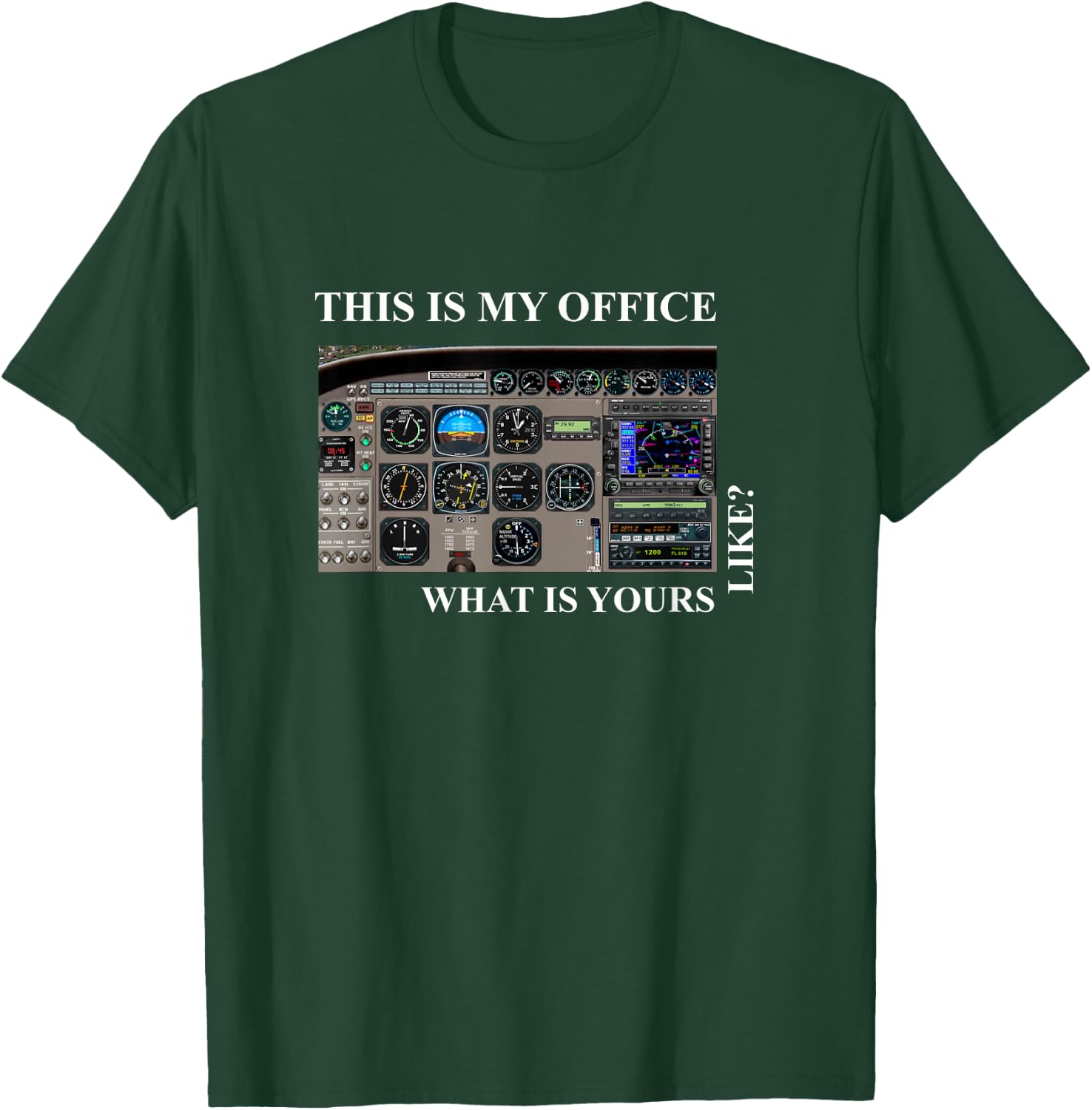 Aviation Pilot - Cessna 172 Cockpit T-Shirt - T-Shirt | Forest