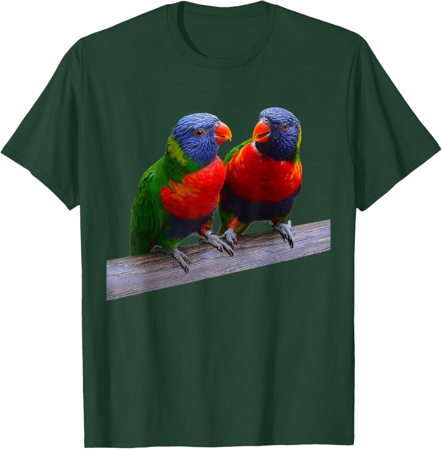 Parrot Bird Two Rainbow Lorikeet Parrots Ornithology T-Shirt - T-Shirt | Forest