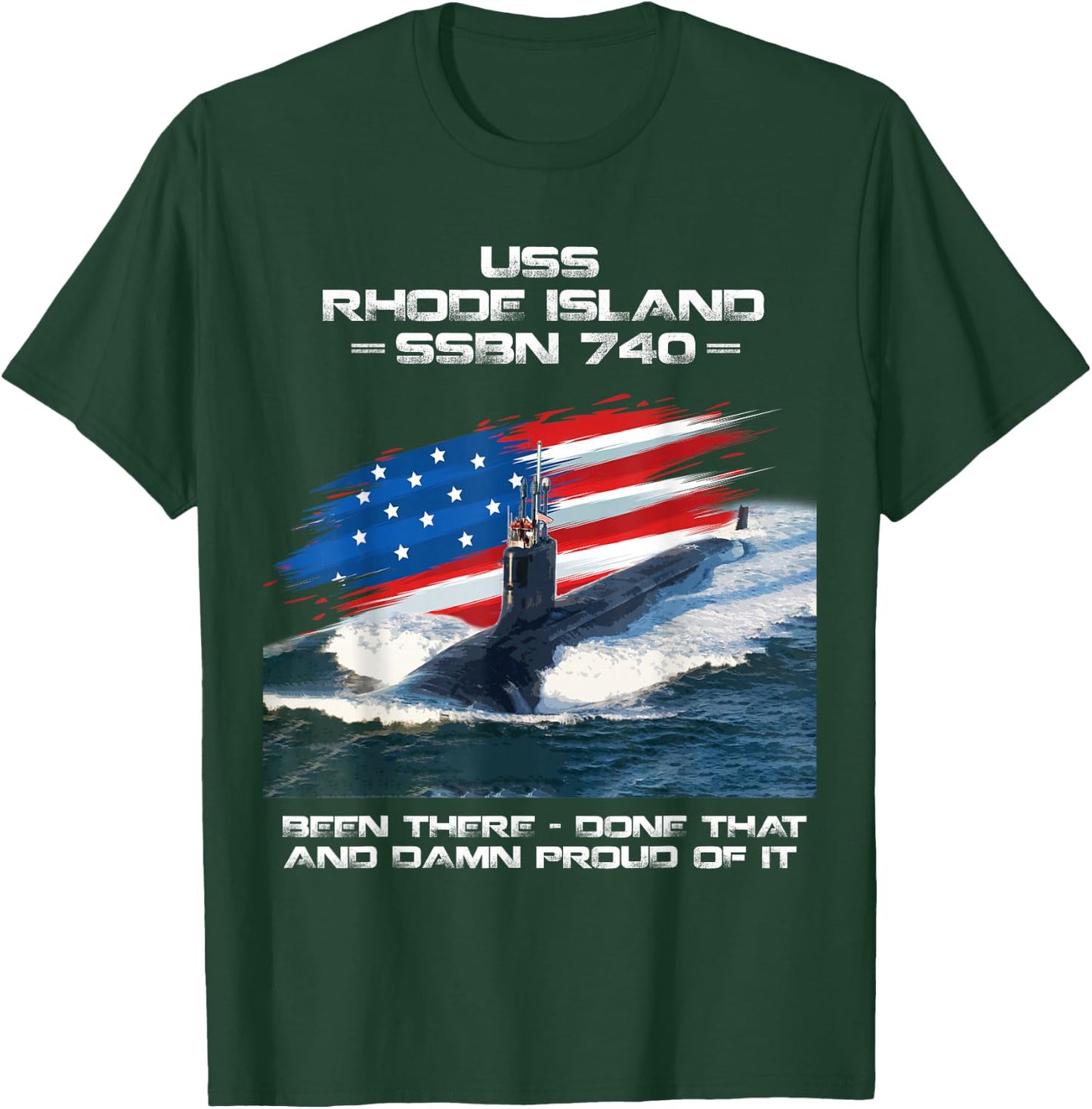 USS Rhode Island SSBN-740 American Flag Submarine Veteran Women Men T-Shirt - T-Shirt | Forest