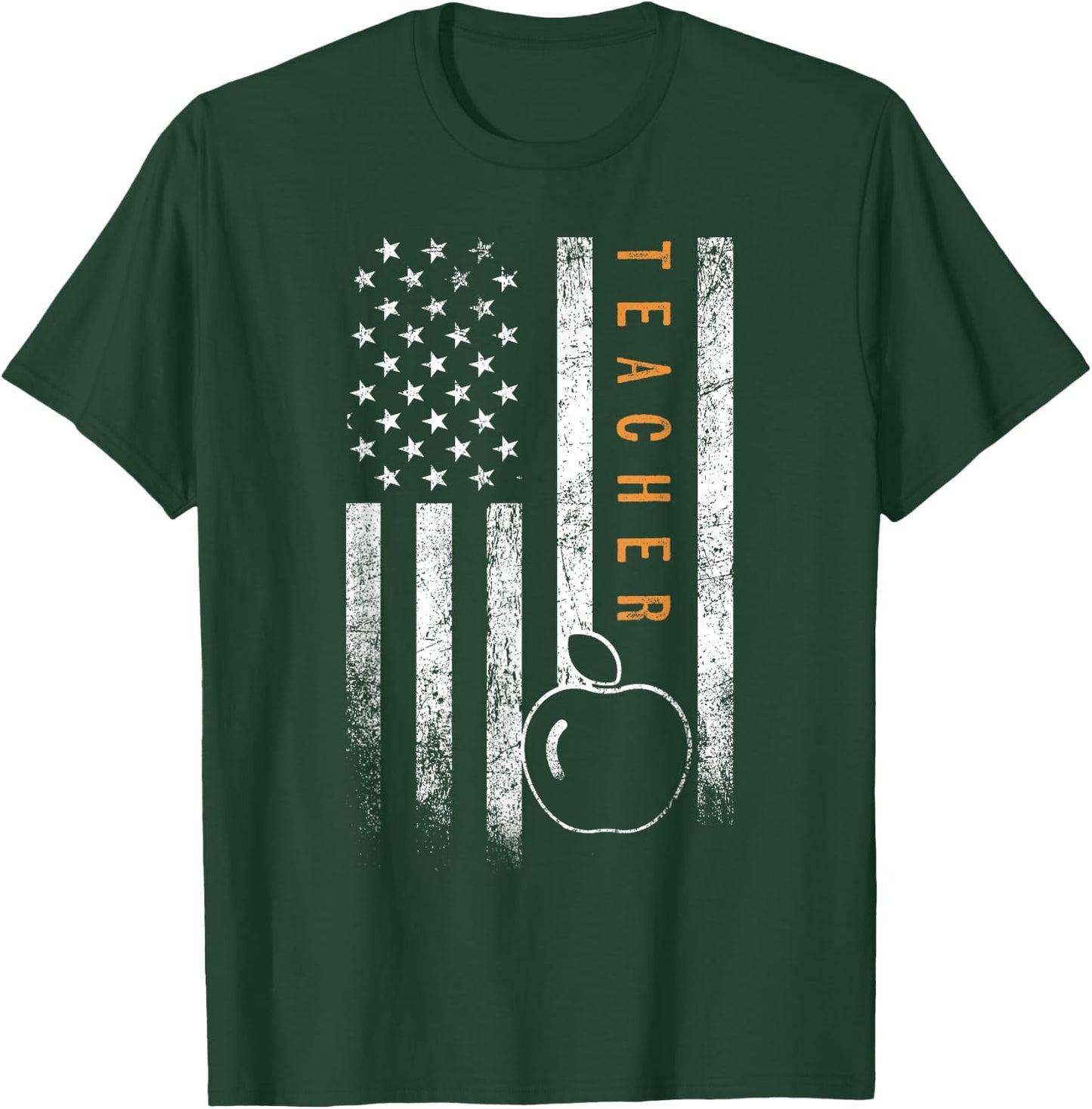 Teacher American Flag Design Teacher's Day Teaching T-Shirt - T-Shirt | Forest