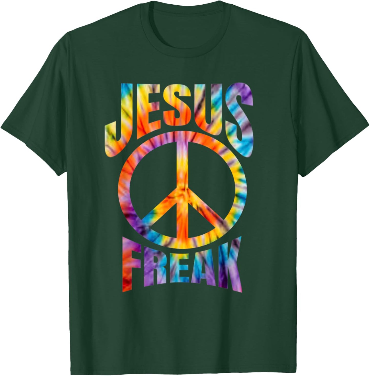 Jesus Freak - Christian Retro Tie Dye Lettering T-Shirt - T-Shirt | Forest