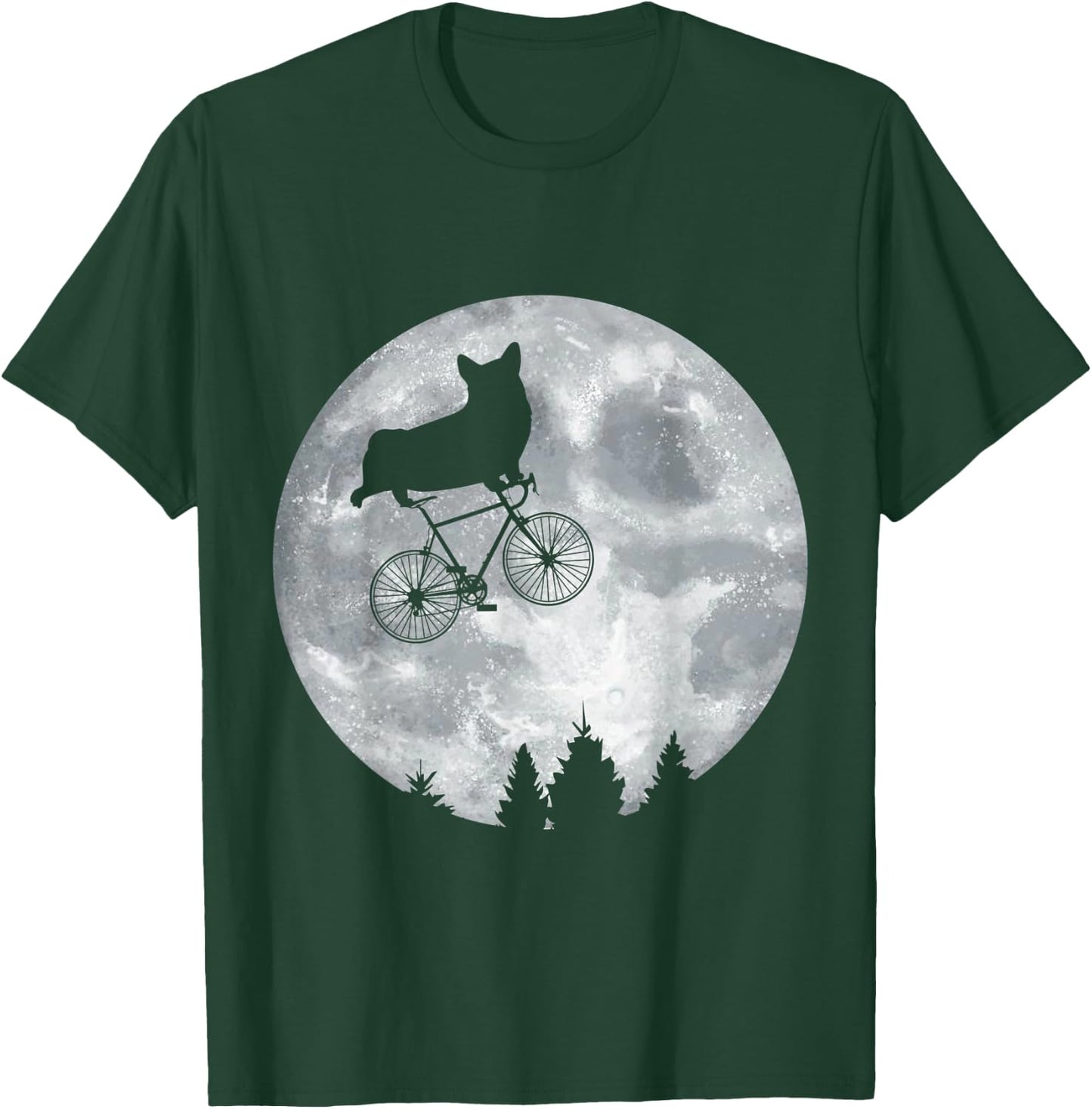CORGI Riding Moon Bike Halloween Lunar Cycling PWC T-Shirt - T-Shirt | Forest