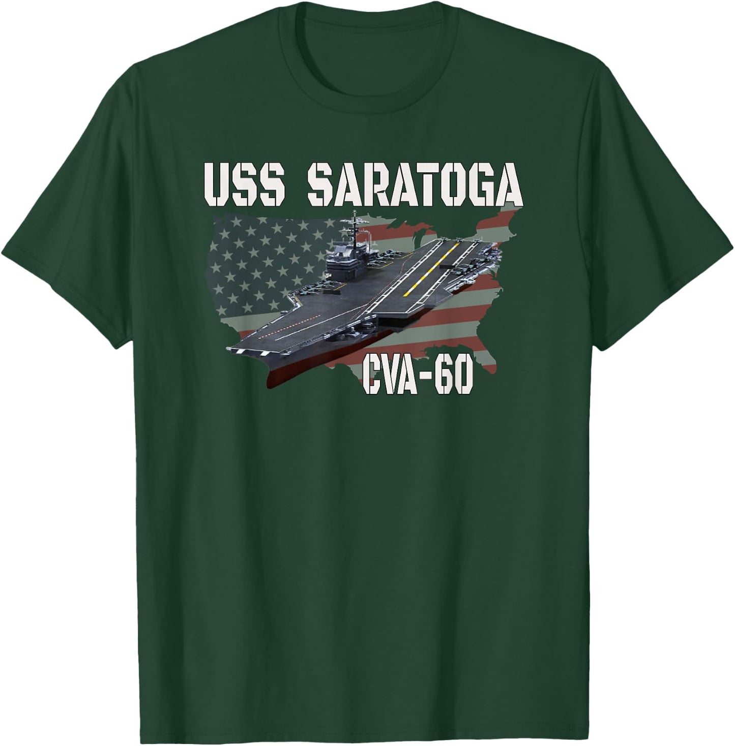 USS Saratoga CVA-60 Aircraft Carrier Veterans Day T-Shirt - T-Shirt | Forest