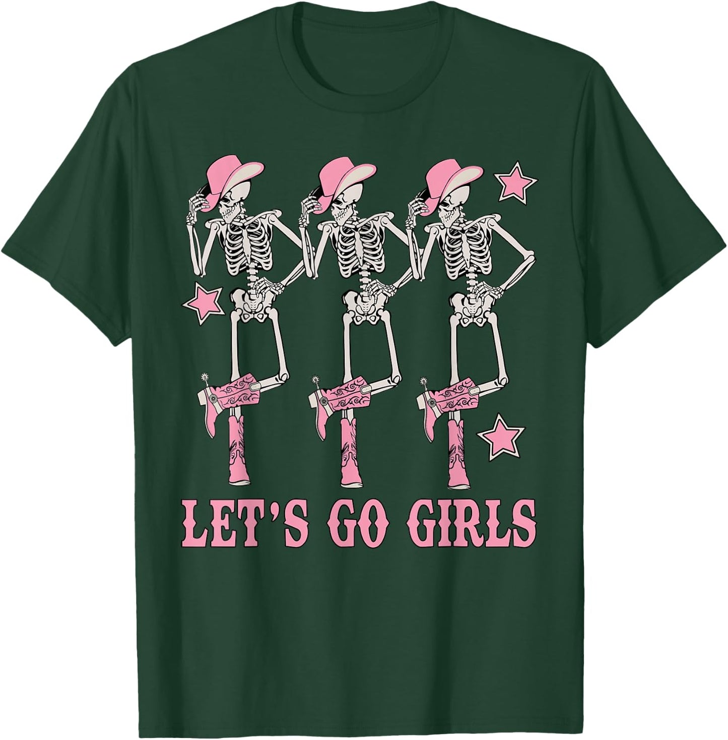 Let's Go Girls Western Skeleton Cowgirls Bachelorette Party T-Shirt - T-Shirt | Forest