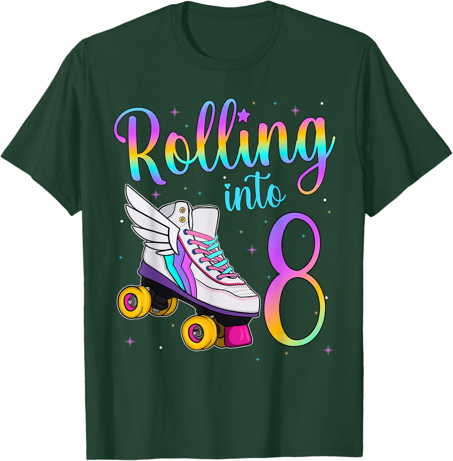 Rolling Into 8 Years. Lets Roll I'm Turning 8 Roller Skates T-Shirt - T-Shirt | Forest