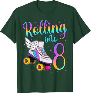 Rolling Into 8 Years. Lets Roll I'm Turning 8 Roller Skates T-Shirt - T-Shirt | Forest
