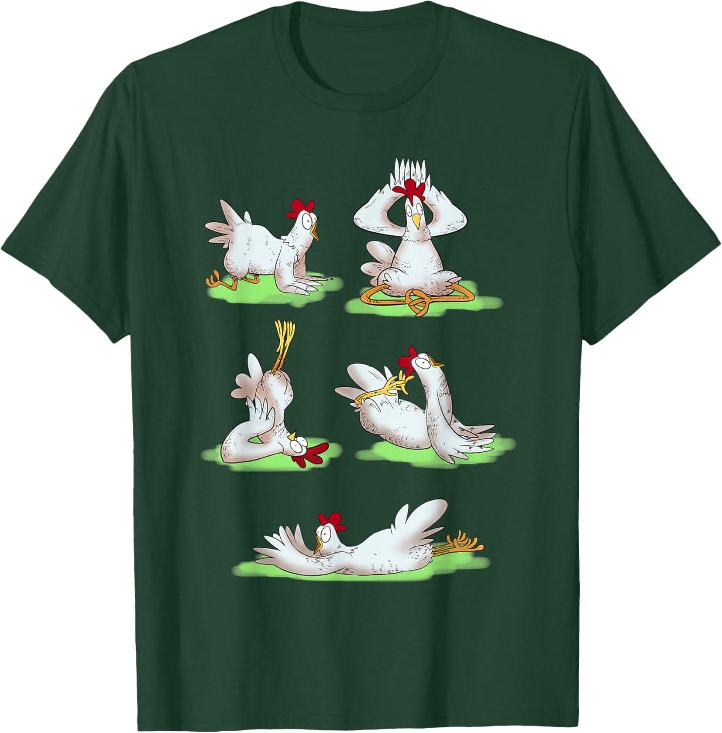 Funny Chicken Yoga Figures T-Shirt - T-Shirt | Forest