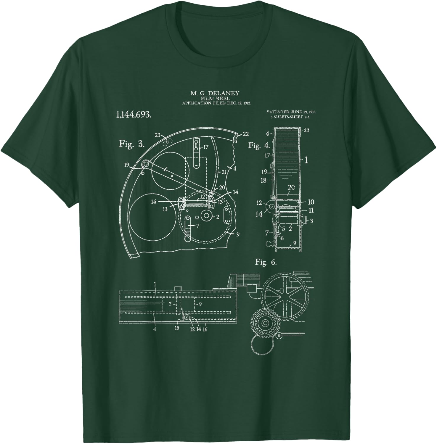 Film Reel Patent Retro Vintage Camera Filmmaker Filmmaking T-Shirt - T-Shirt | Forest