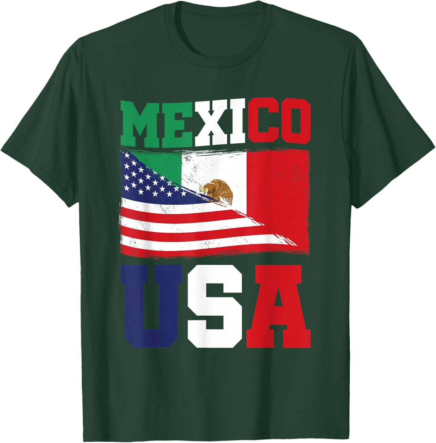 Mexico USA Flag Mexican American Pride Hispanic Mexico T-Shirt - T-Shirt | Forest