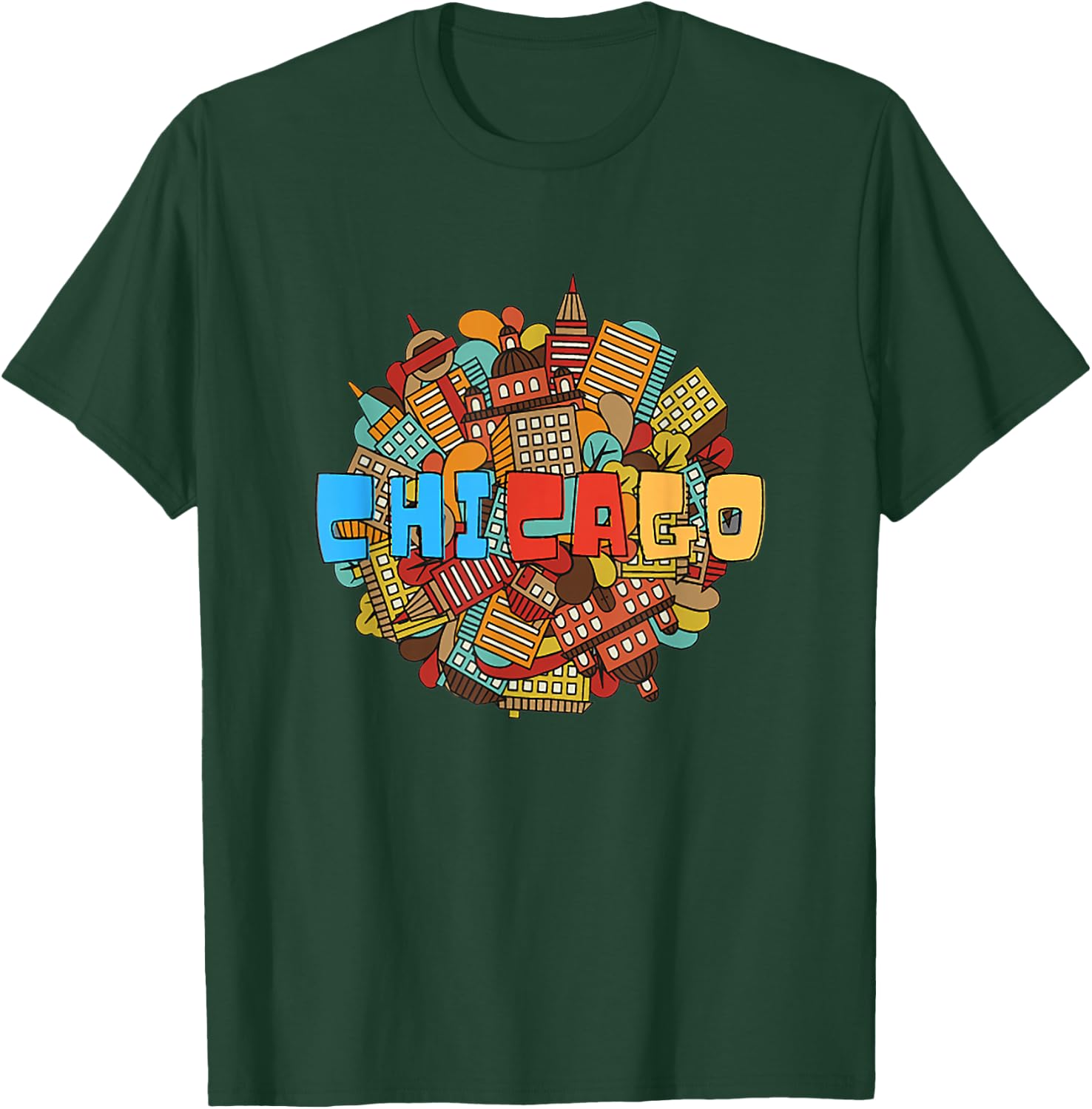 Chicago City State Illinois Downtown Urban Souvenirs T-Shirt - T-Shirt | Forest