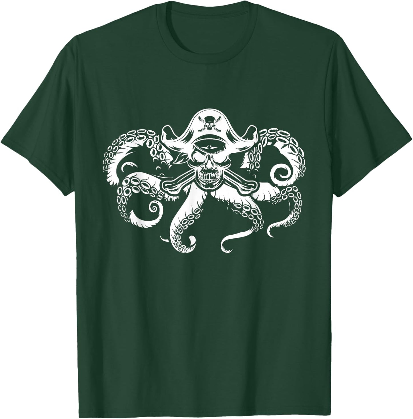Pirate Octopus Buccaneer Marine Freebooter Crossed Bones T-Shirt - T-Shirt | Forest