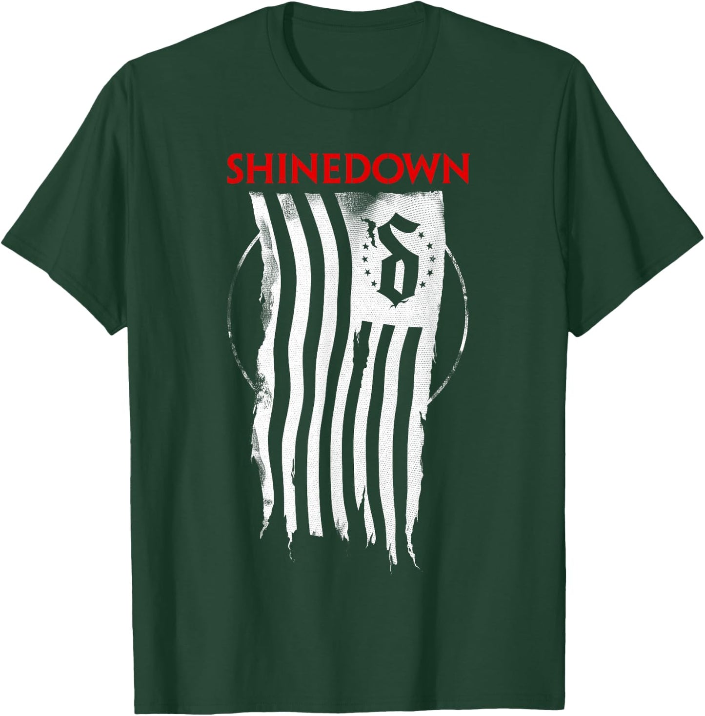 Shinedown Shredded Flag T-Shirt - T-Shirt | Forest