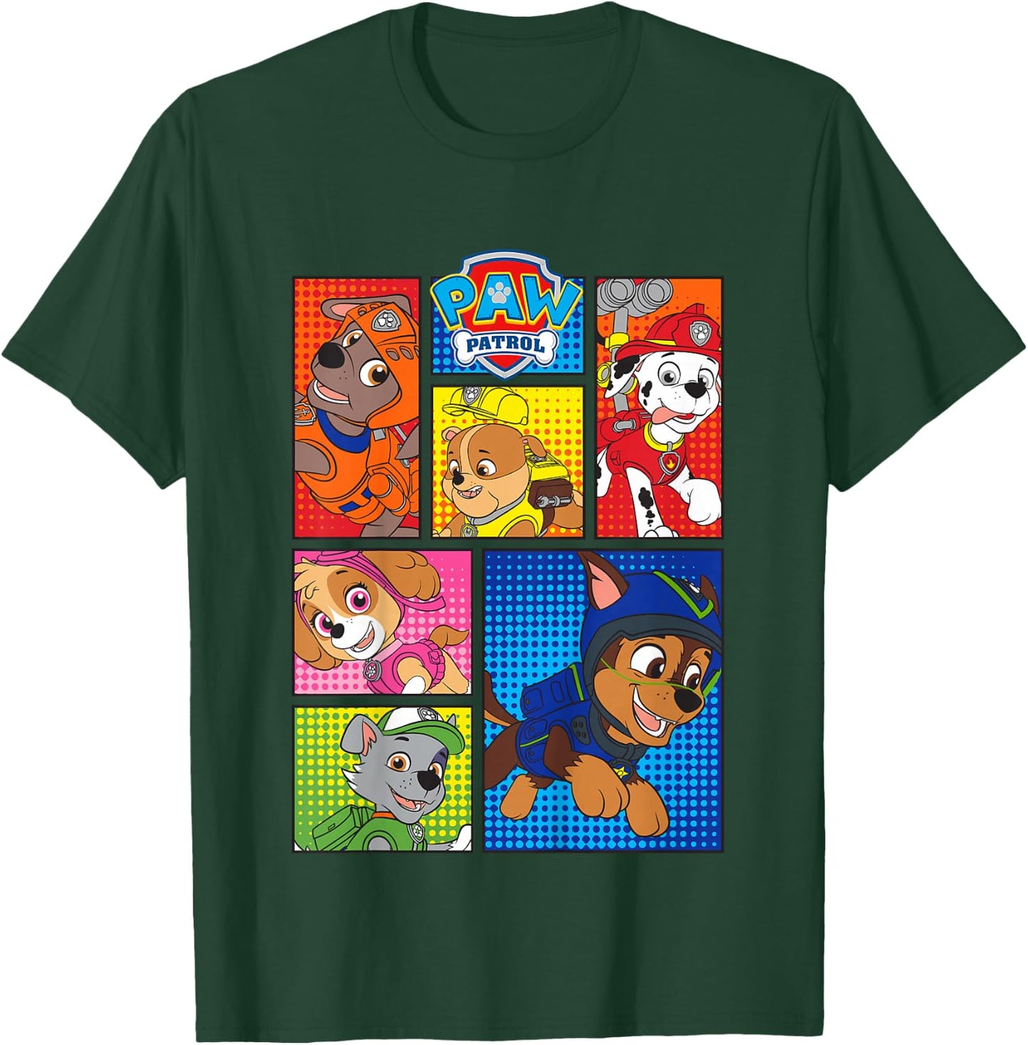 Kids Paw Patrol Pups in Comic Boxes T-Shirt - T-Shirt | Forest