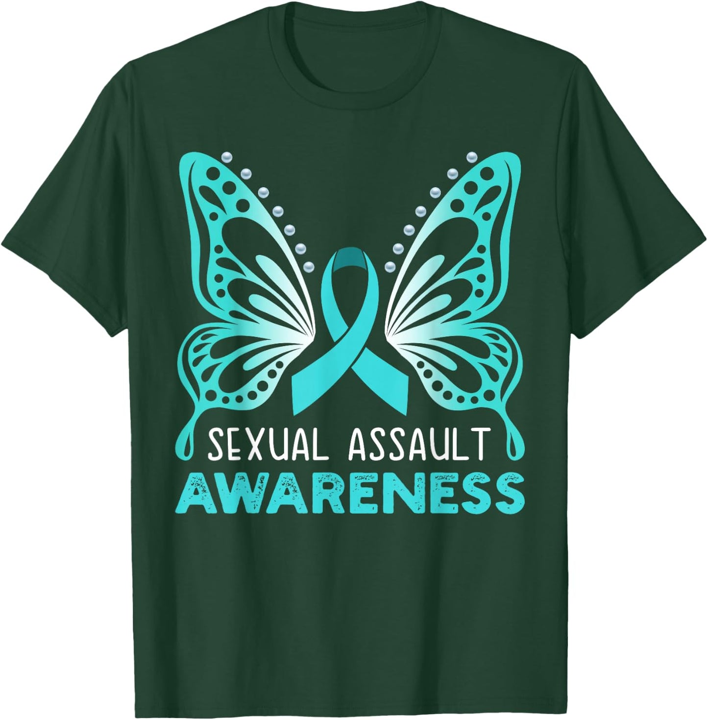 Teal Ribbon, Teal Butterfly, Sexual Assault Awareness Women T-Shirt - T-Shirt | Forest