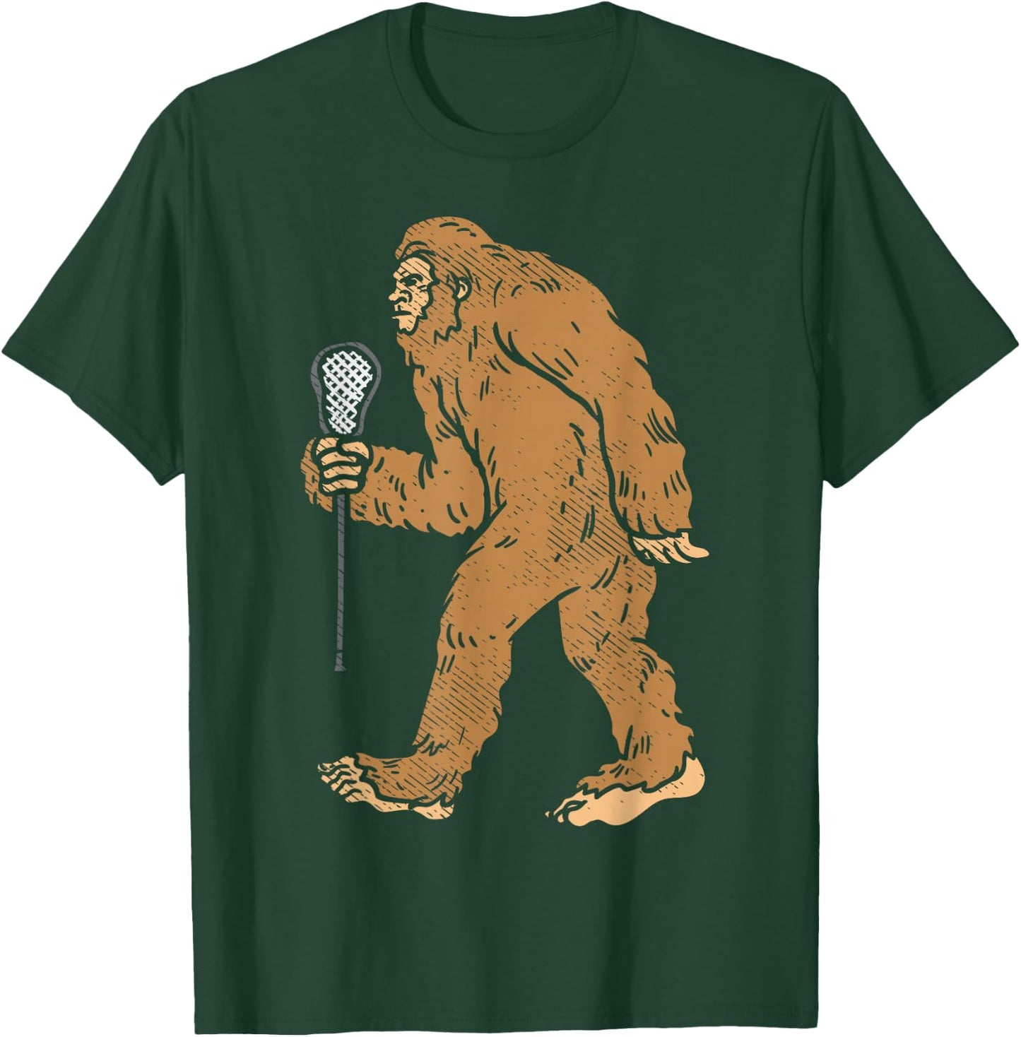 Bigfoot Sasquatch Lacrosse Funny Lax Dad Coach Player Gift T-Shirt - T-Shirt | Forest
