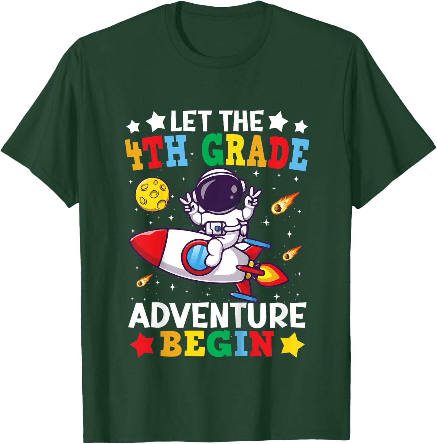 4th Grade Student Astronaut For Boys Fourth Grade Space T-Shirt - T-Shirt | Forest