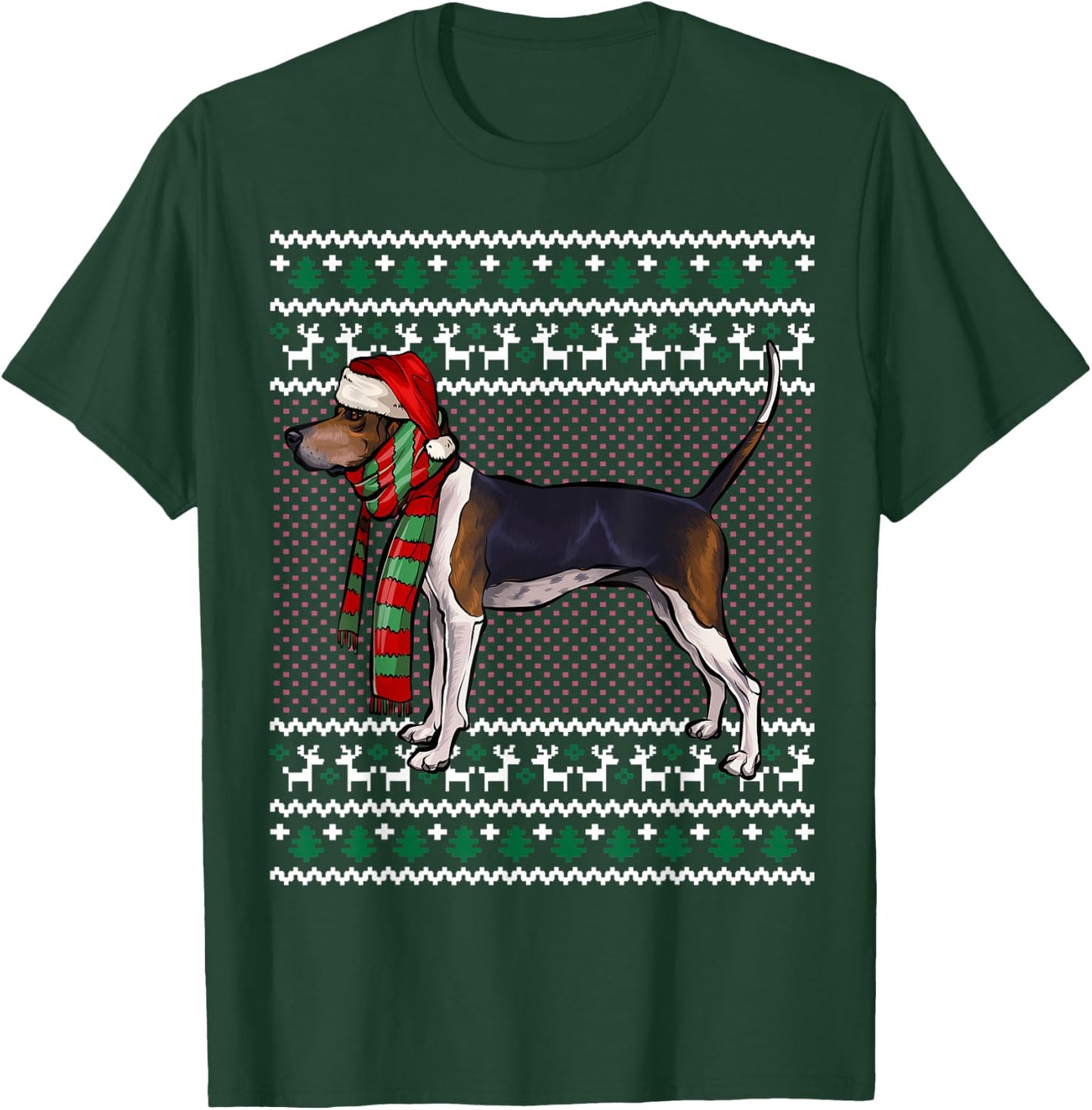 Xmas Treeing Walker Coonhound Dog Santa Hat Ugly Christmas Men Women Kids T-Shirt - T-Shirt | Forest