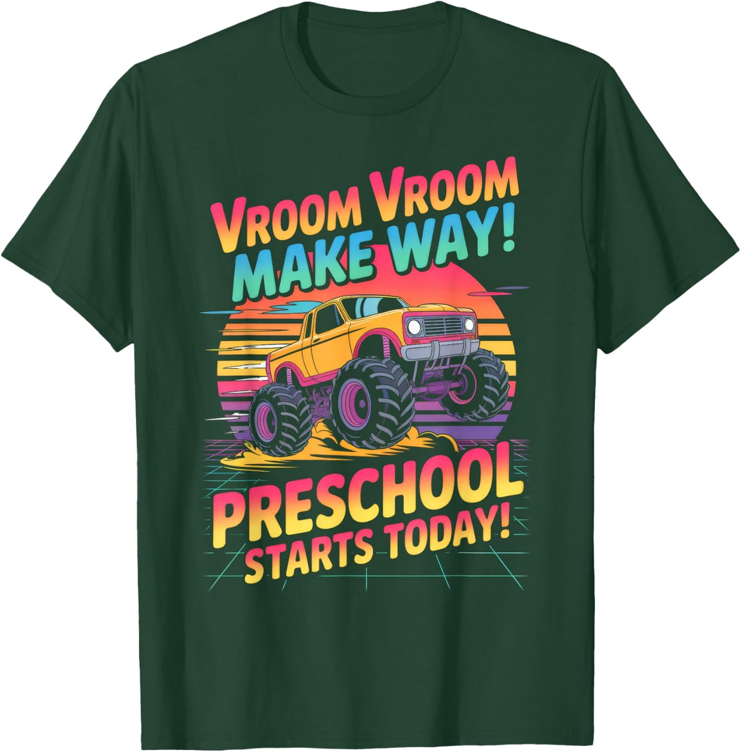 Back to School Preschool Pre-K Monster Truck First Day Boys T-Shirt - T-Shirt | Forest