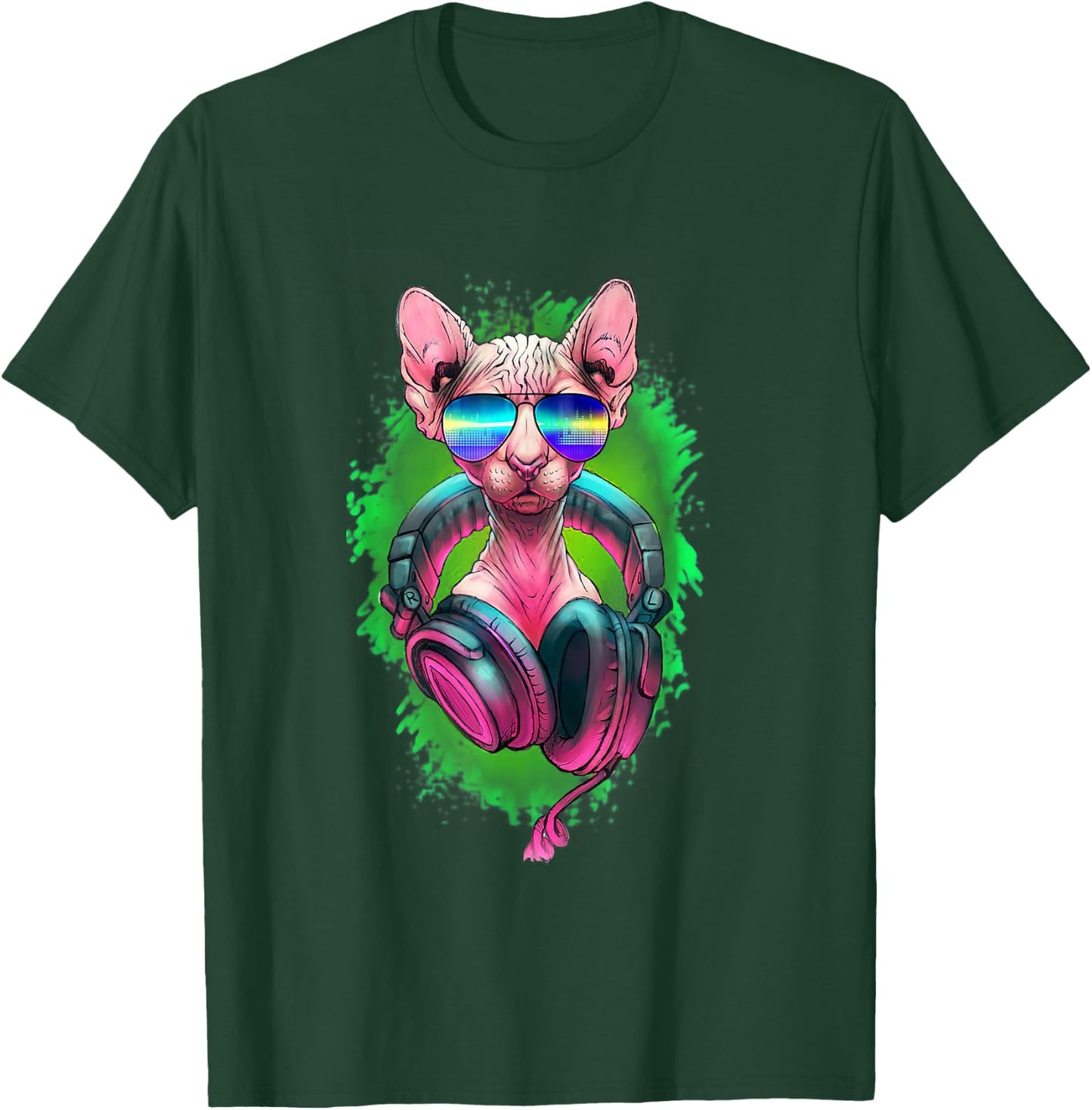 Rave Sphynx EDM Kitty DJ Kitten Cat Hairless Lovers Owner T-Shirt - T-Shirt | Forest