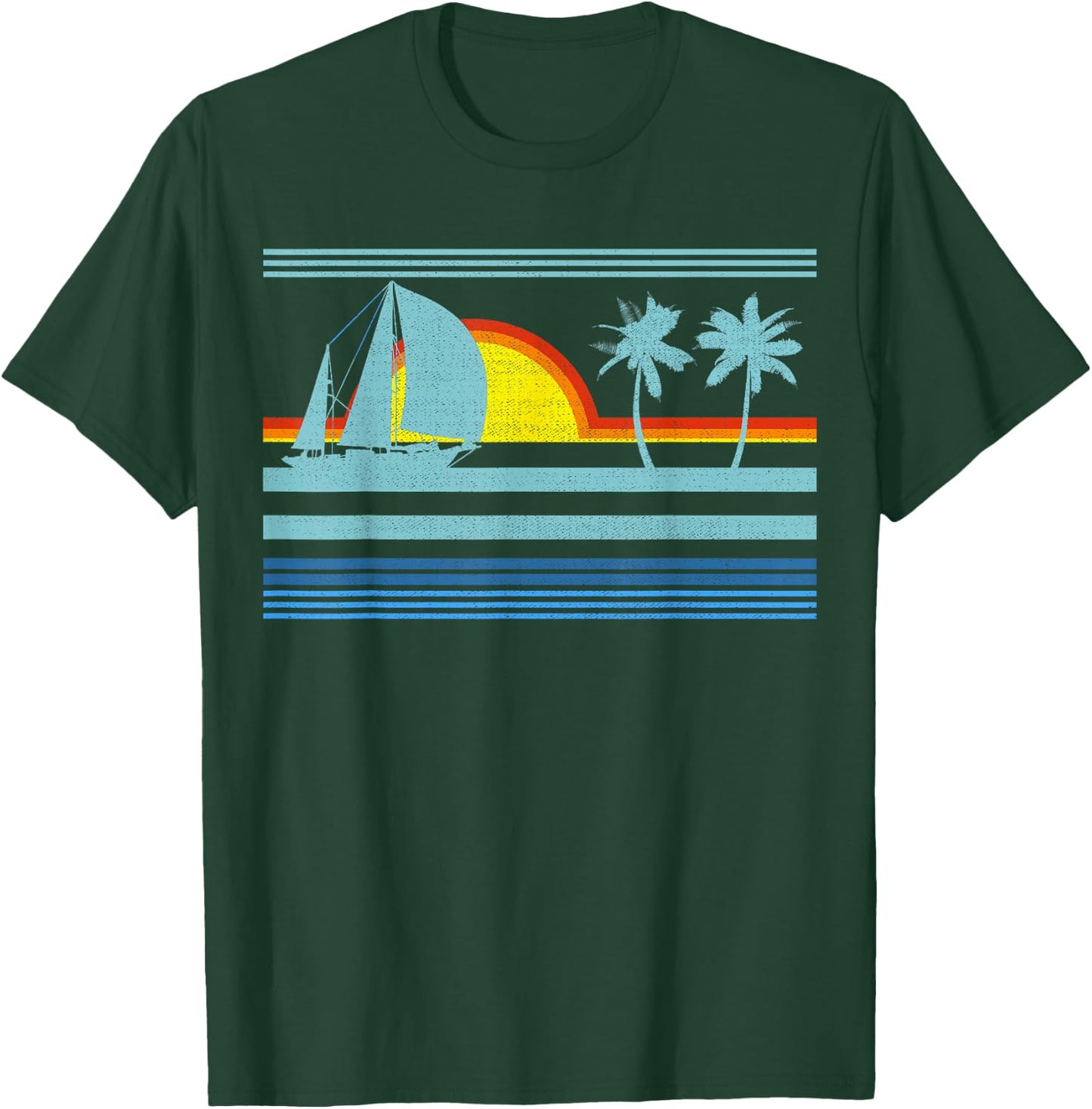 Retro Palm Tree Shirt - Tropical Beach Vintage Style 70s 80s T-Shirt - T-Shirt | Forest