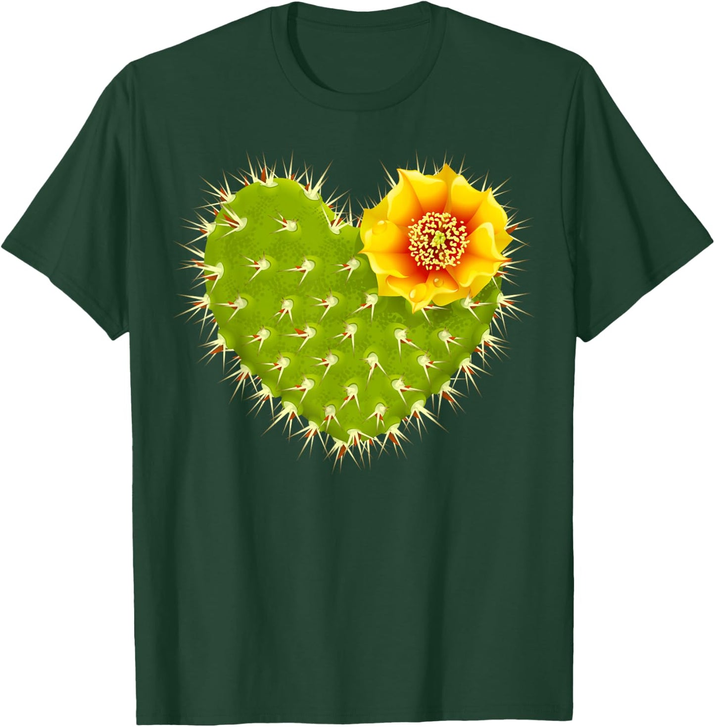 Cute Giant Cactus Heart with Yellow Desert Flower T-Shirt - T-Shirt | Forest