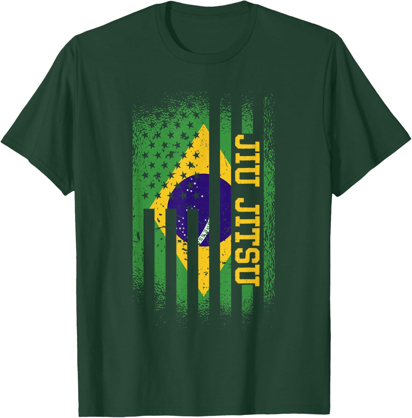 Jiu Jitsu Brasilian And American Flag, Brazilian Jujitsu T-Shirt - T-Shirt | Forest