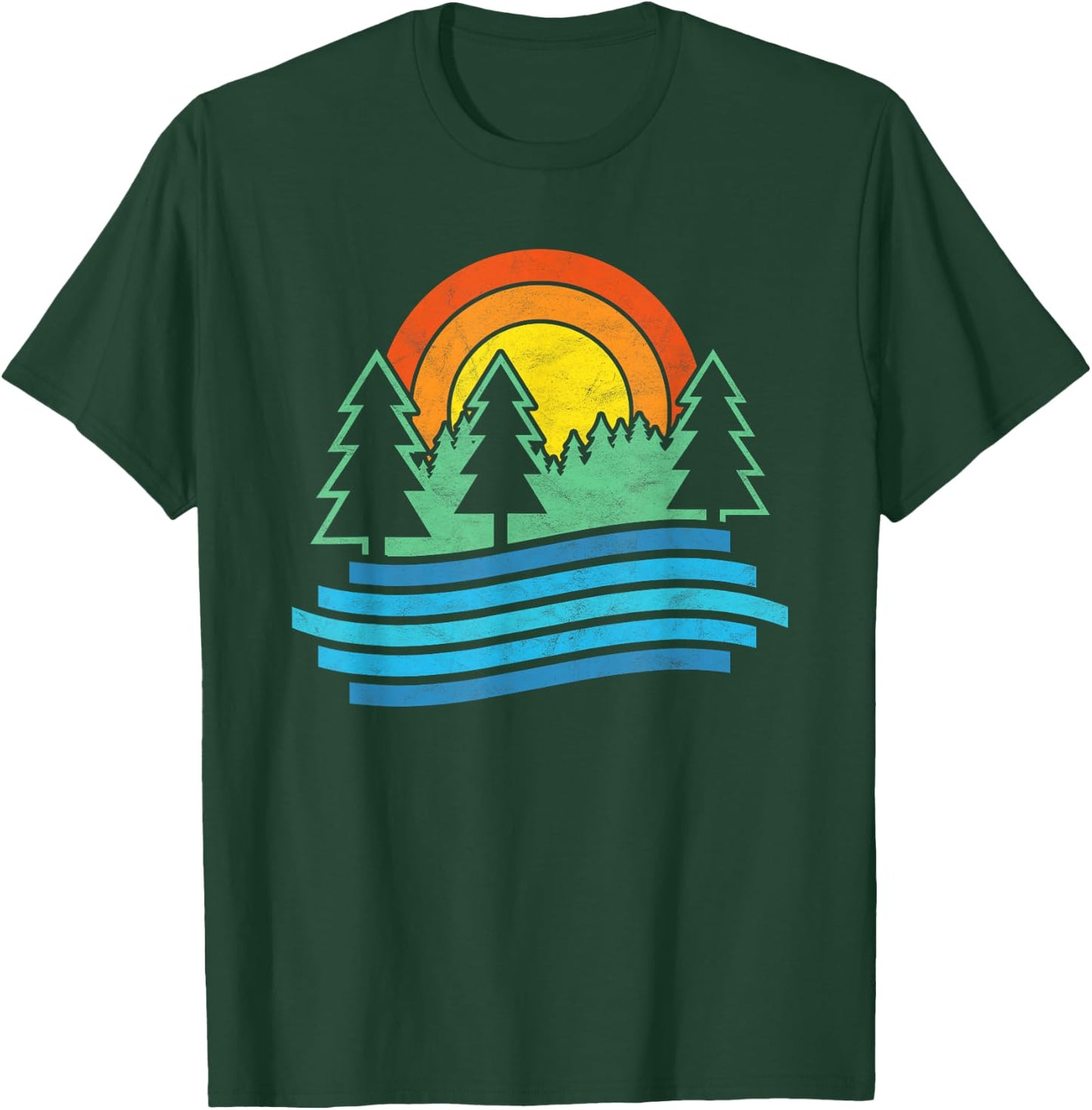 Outdoors Tree & River Design Vintage Nature Shirt T-Shirt - T-Shirt | Forest