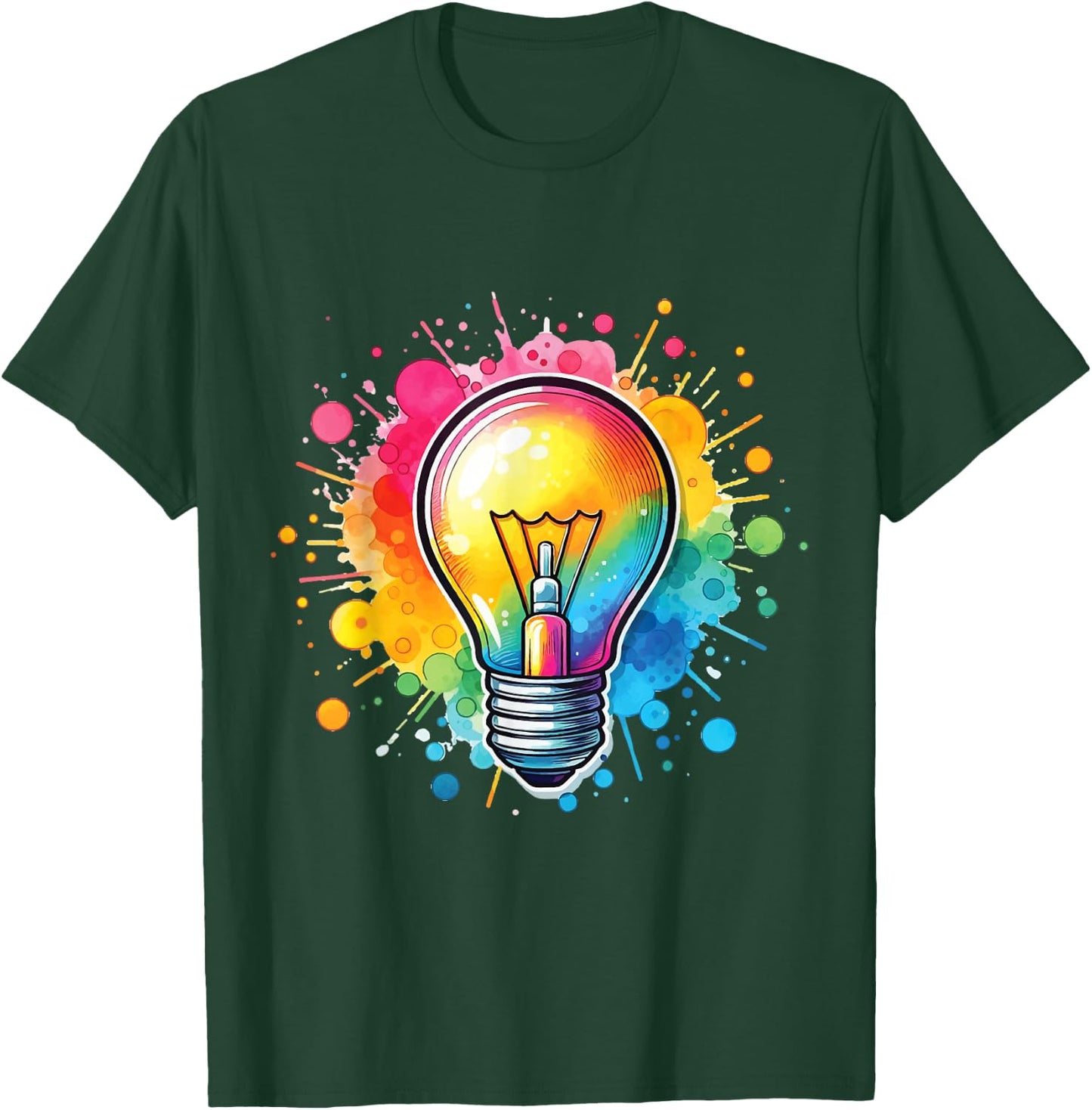 Vibrant Colorful Lightbulb Shirt Electrician Cute Light Bulb T-Shirt - T-Shirt | Forest