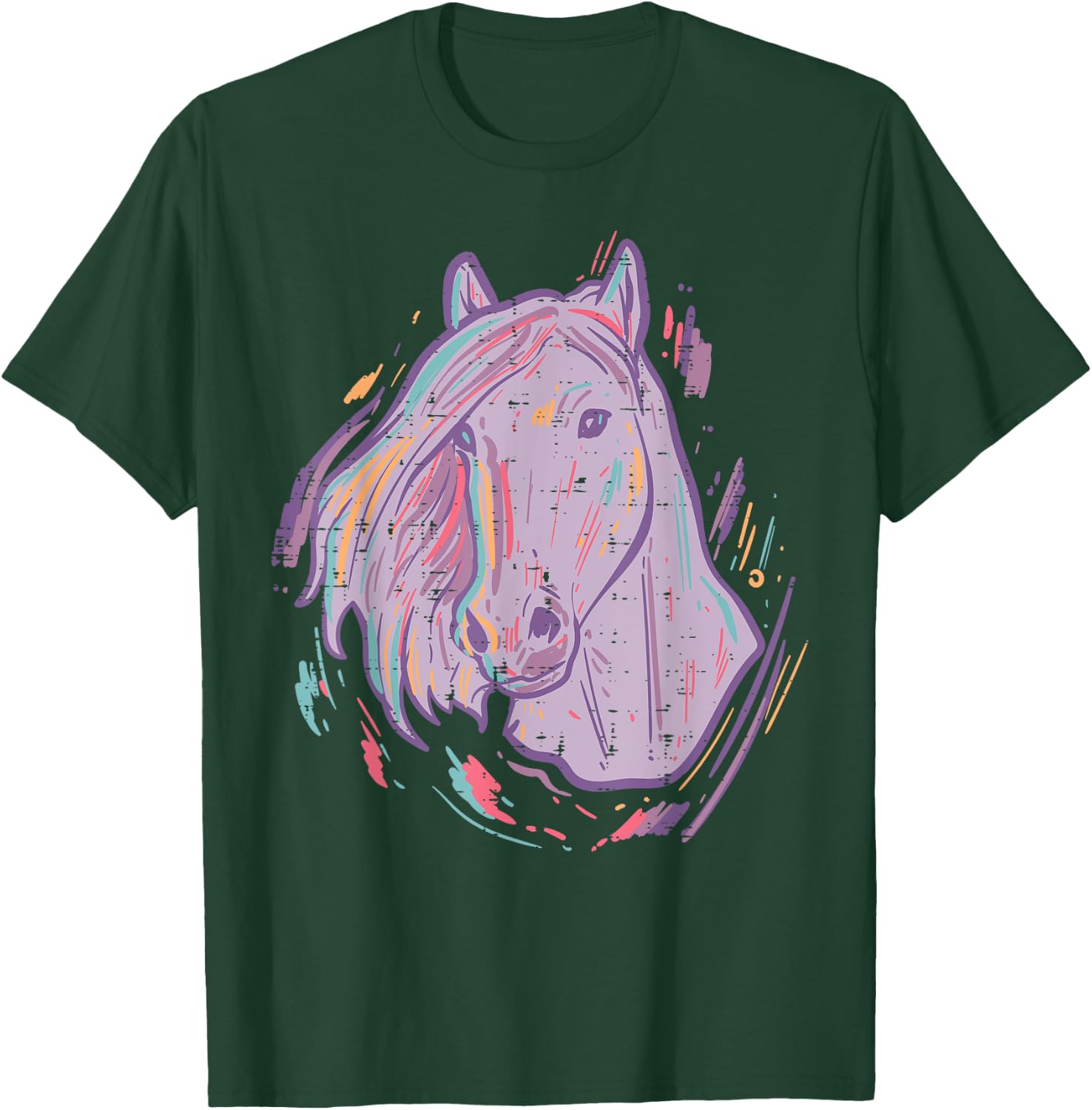 Purple Horse Painting Animal Art Equestrian Men Women Kids T-Shirt - T-Shirt | Forest