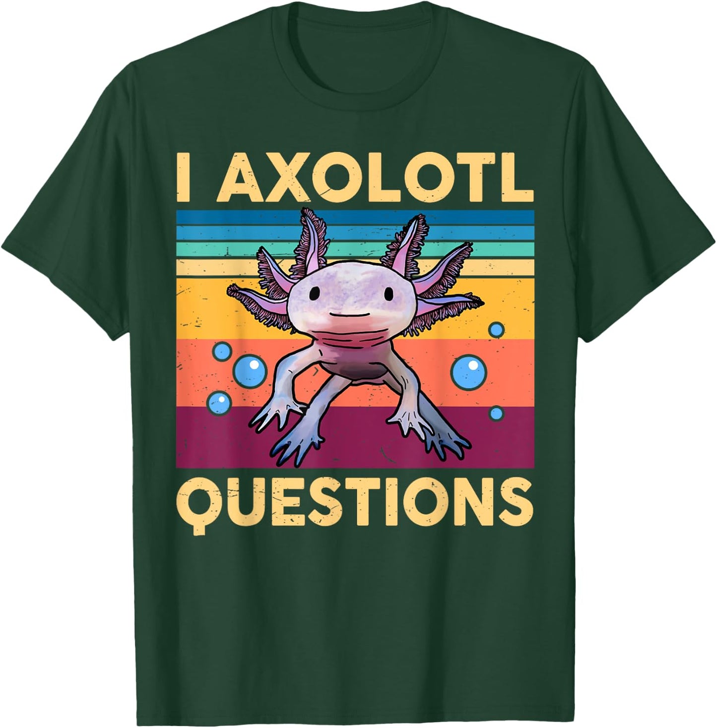 Large Axolotl Retro I Axolotl Questions Cute Axolotl Kids T-Shirt - T-Shirt | Forest