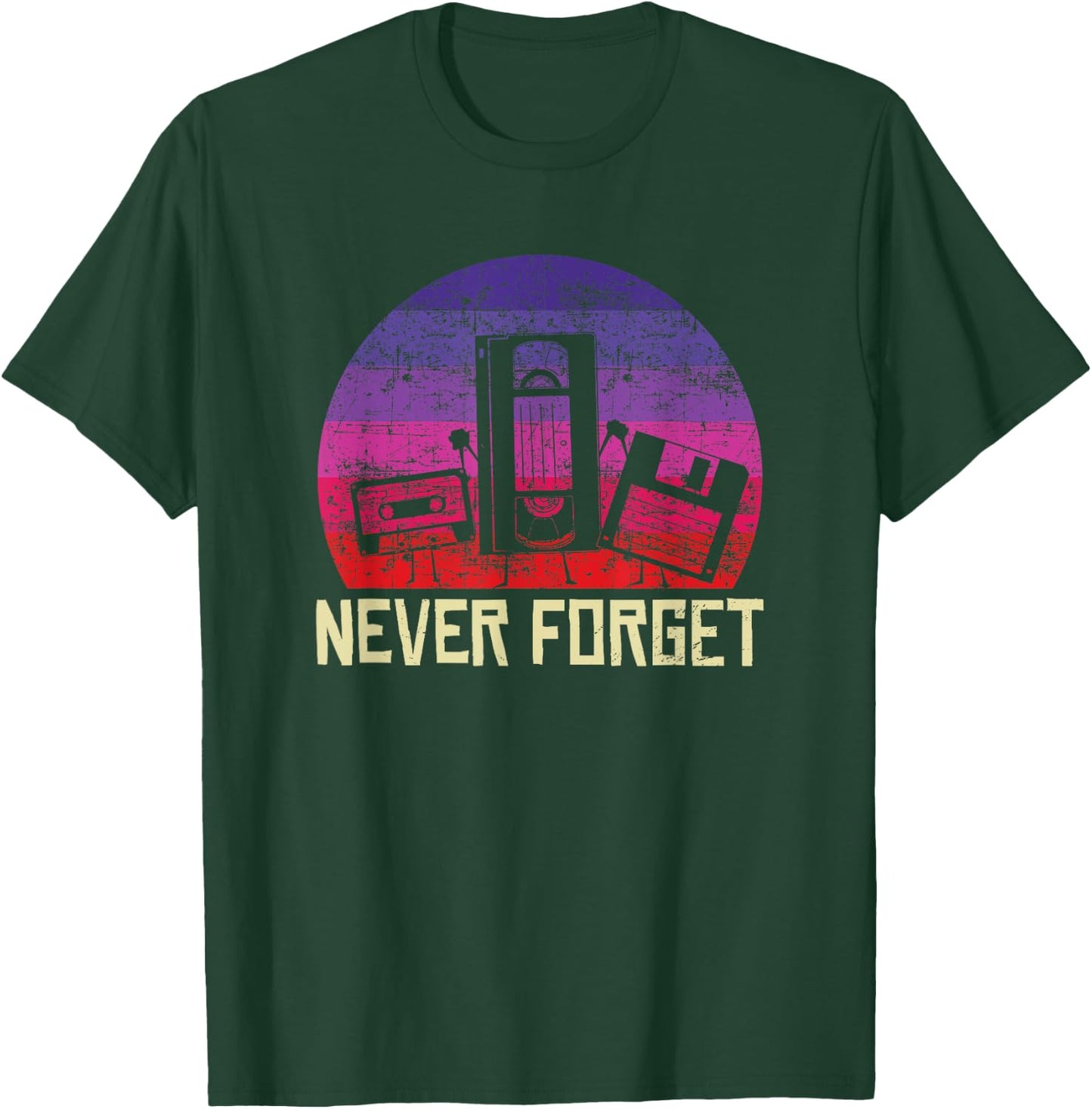 Never Forget Vintage Cassette Floppy Disk VHS Tape retro T-Shirt - T-Shirt | Forest