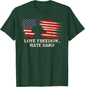 Love Freedom Hate Sand T shirt Military Deployment Husband T-Shirt - T-Shirt | Forest