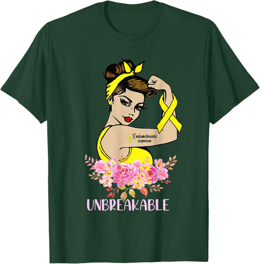 Endometriosis Warrior Unbreakable Arm Tattoo Strong Woman T-Shirt - T-Shirt | Forest