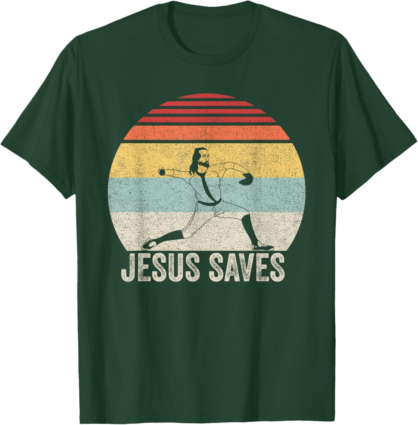 Retro Jesus Saves Baseball Shirt Religious Christian Faith T-Shirt - T-Shirt | Forest