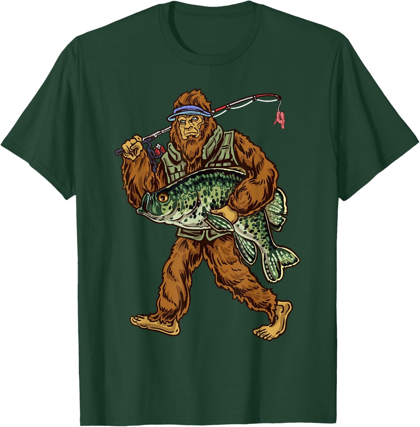 Crappie Fishing Bigfoot Panfishing Fishermen T-Shirt - T-Shirt | Forest