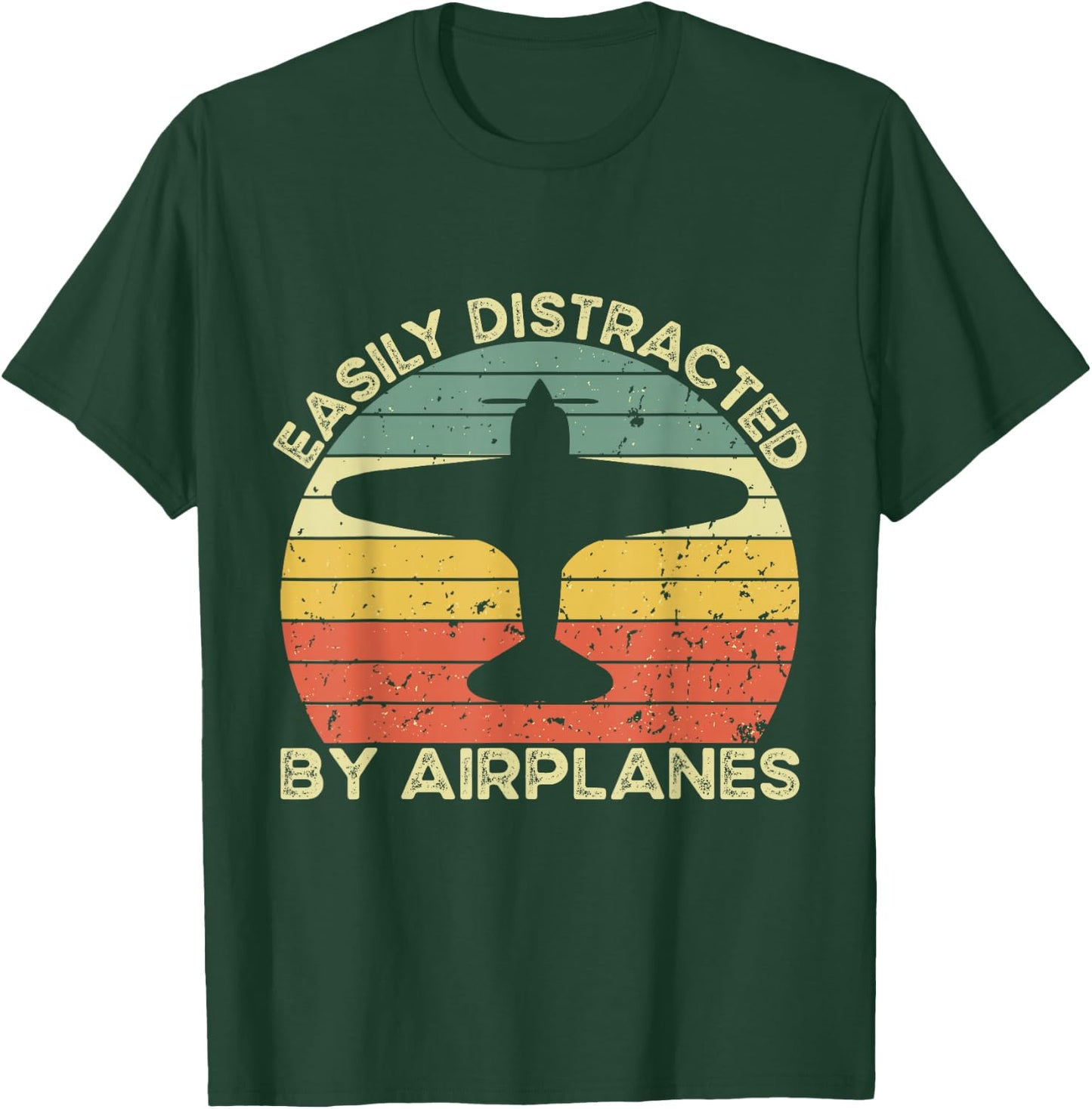 Easily Distracted Airplanes Aviation Pilot Airplane Lover T-Shirt - T-Shirt | Forest