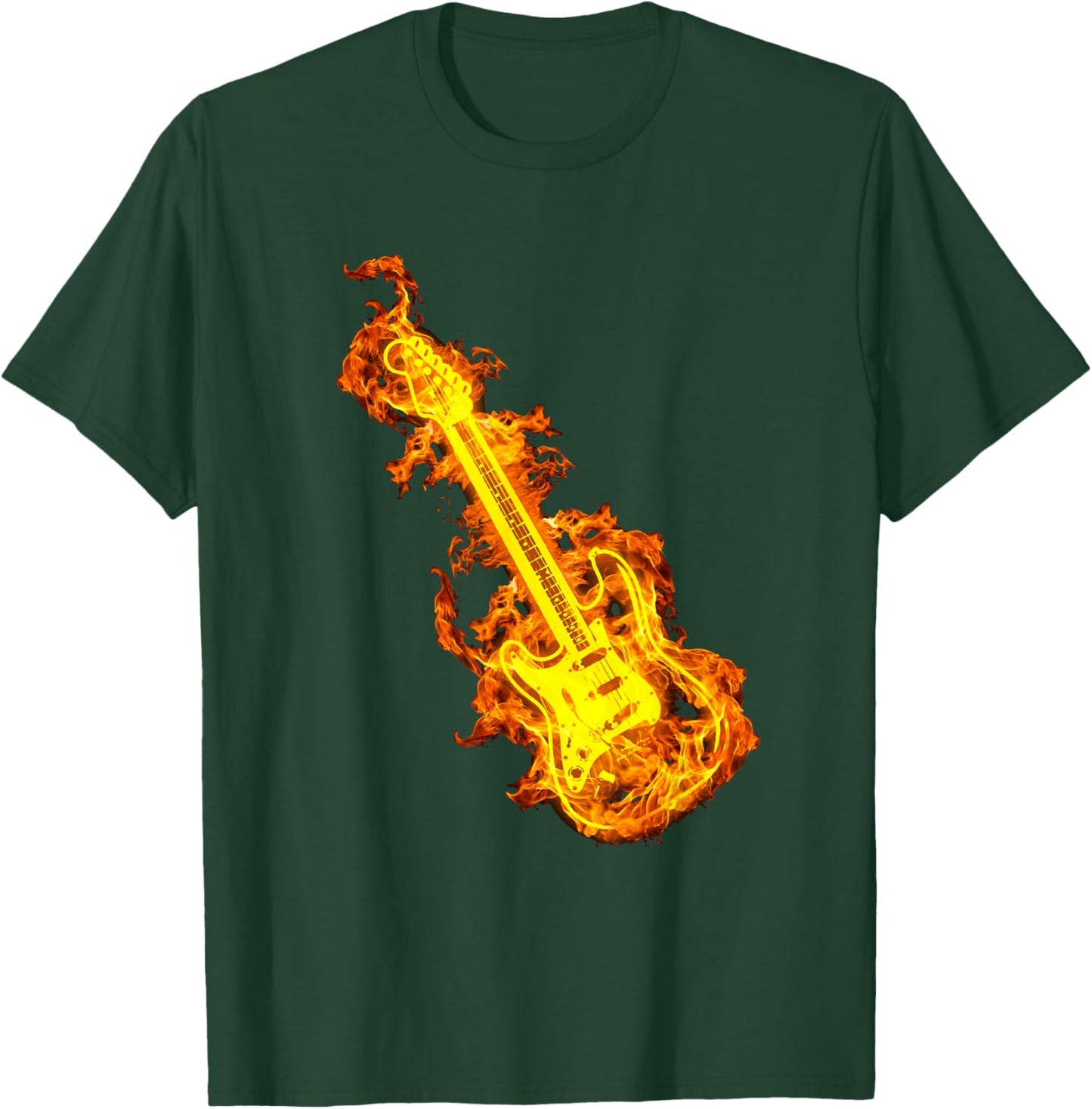 Electric Guitar In Flames Gift Rock Guitar Lovers T-Shirt - T-Shirt | Forest