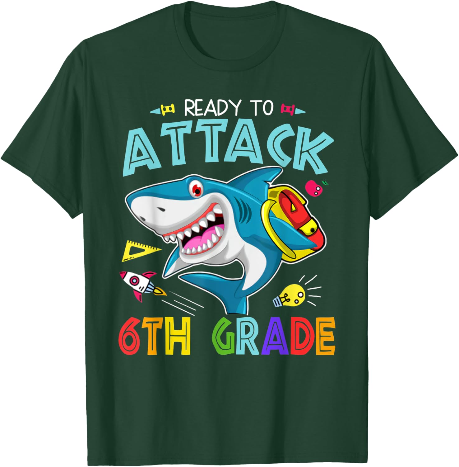 Ready To Attack 6th Grade Boy Back To School Sea Animal T-Shirt - T-Shirt | Forest