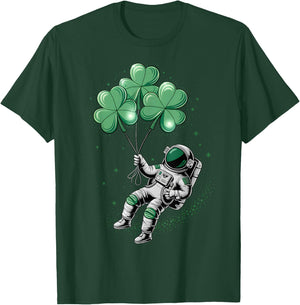 St Patricks Day Boys Toddler Kids Astronaut Shamrock Lucky T-Shirt - T-Shirt | Forest