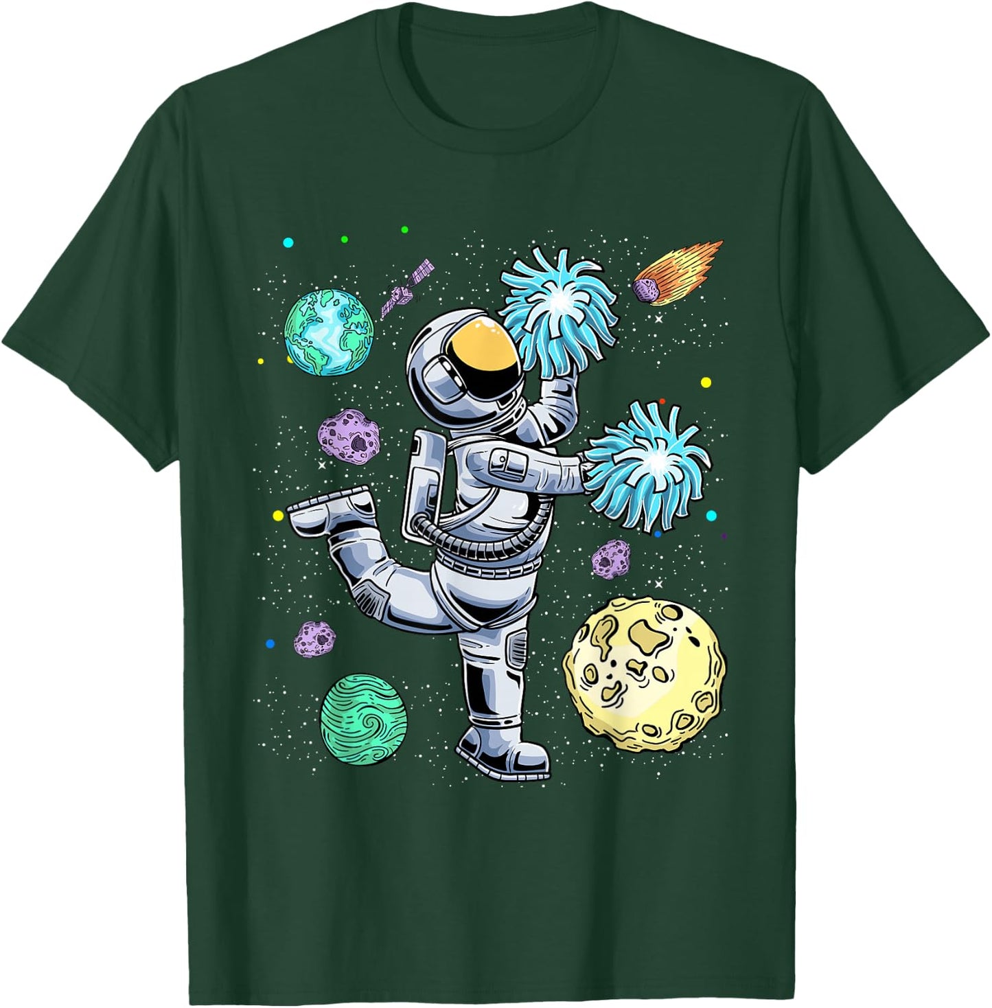 Cheerleading Astronaut Cheerleader Cheer Flyer Boys Girls T-Shirt - T-Shirt | Forest
