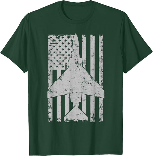 F-4 Phantom II Fighter Jet Patriotic Military Pilot Women Kids Men T-Shirt - T-Shirt | Forest