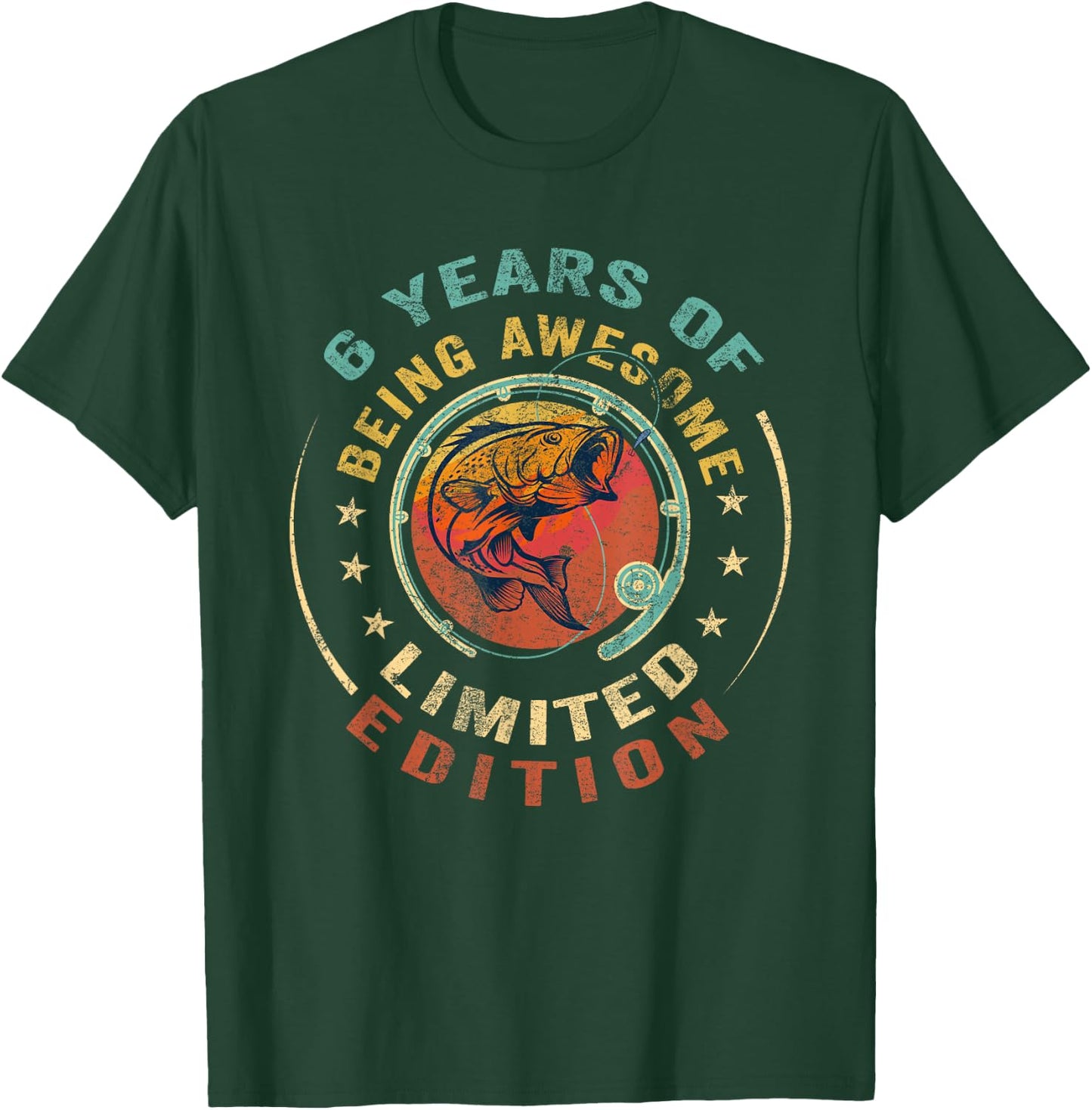 Turning 6 | 6 Year Old Birthday | 6th Birthday Fishing T-Shirt - T-Shirt | Forest